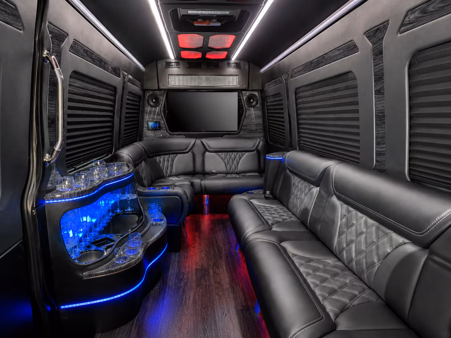 clifton 28 passenger party bus interior